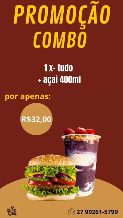 X-Tudo + Açaí 400ml